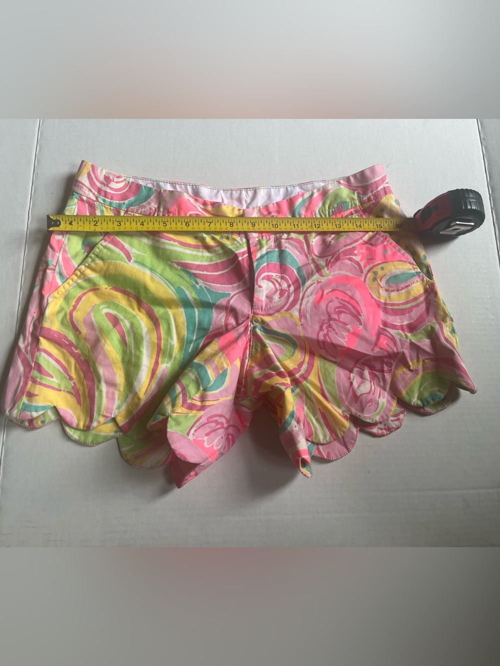 Lilly Pulitzer Pink, Yellow & Green Scallop Hem Printed Shorts